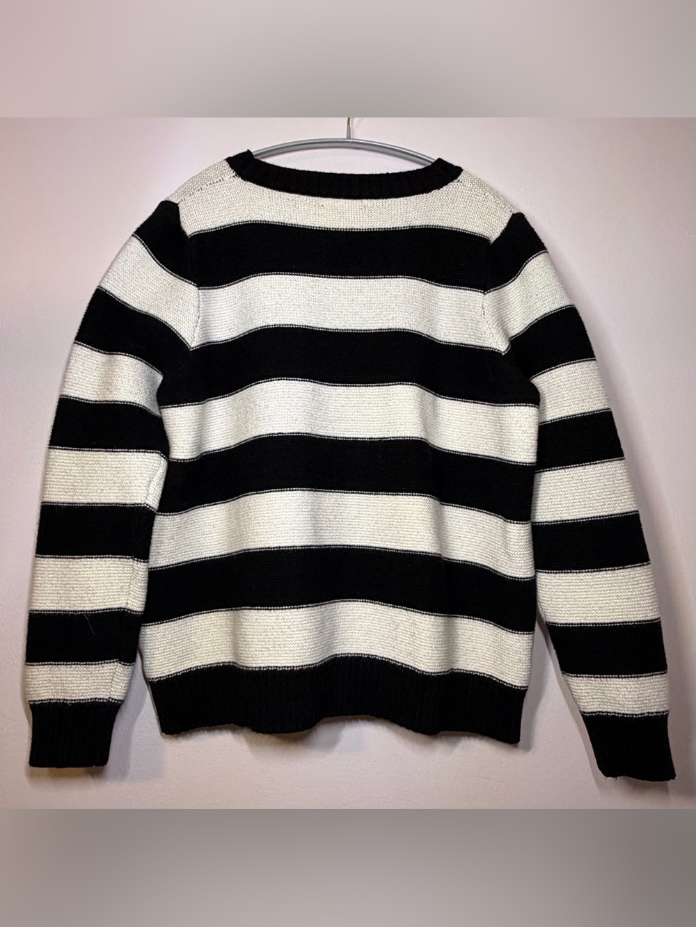 Rocorose Black Ivory Striped Knit Sweater Y2K Preppy Large - Picture 3 of 4